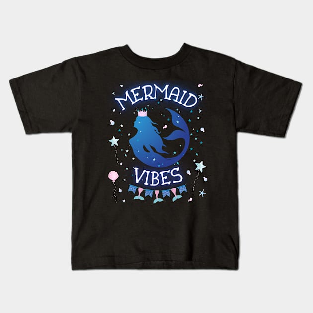 Mermaid Vibes Magical Beach Lovers Kids T-Shirt by AimArtStudio